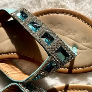 SKU 1456 Via Pinky Collection Faye-01 Women's Blue Gemstone Sandals Size 6